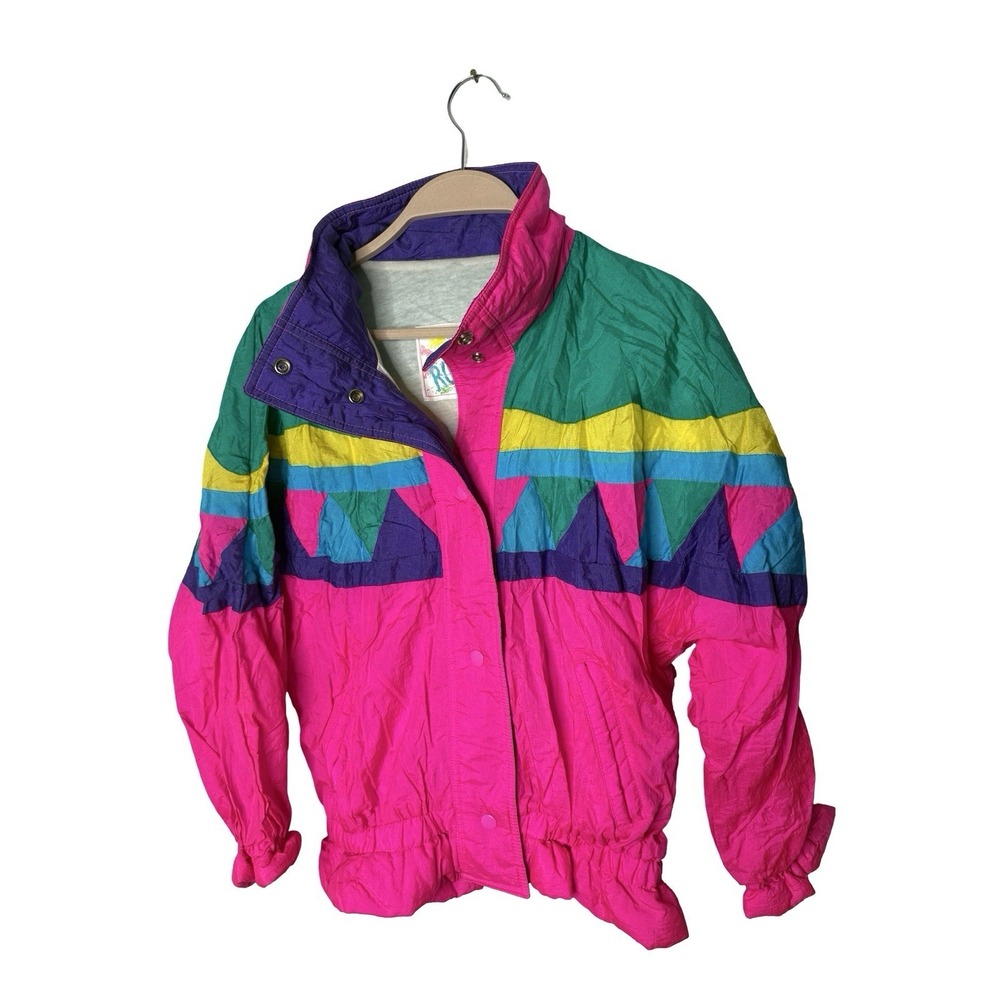 vintage Rothschild sz 14 neon‎ color block lightweight jacket neon girls